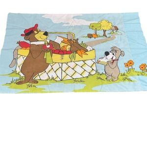Vintage Yogi Bear Pillowcase Picnic Boo-Boo Bear Hanna Barbera Burlington House